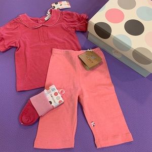 Babysoy Newborn Girl Gift Set Puff Sleeve Tee/Pants/Sock/Gift Box - 0-3 months